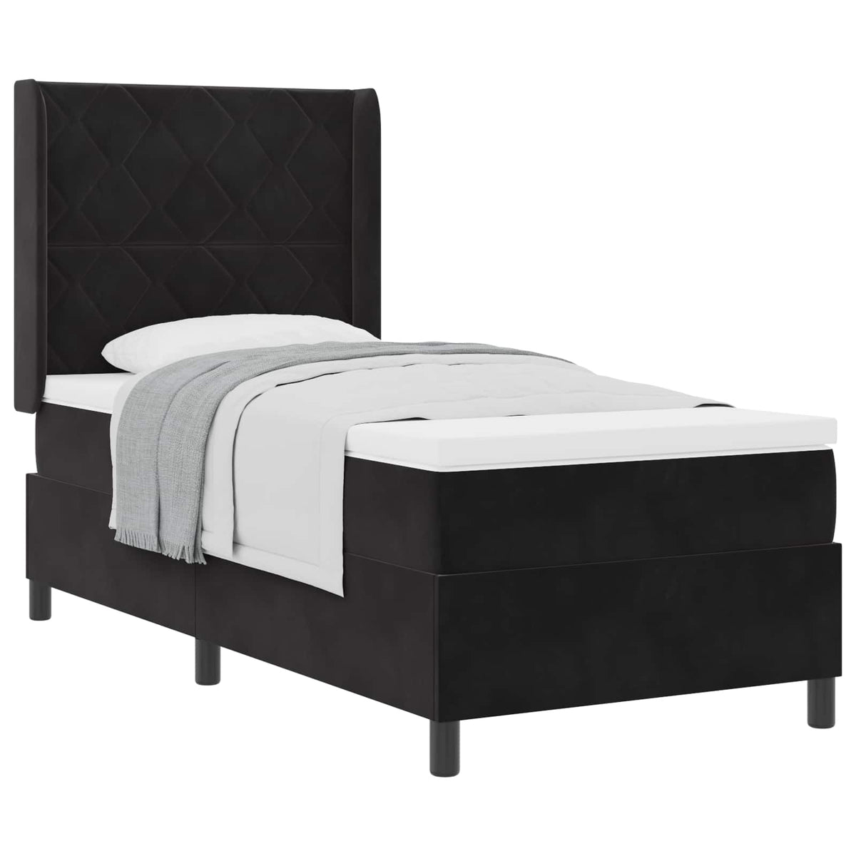 Letto a molle con testiera Nero 100 x 200 cm Velluto | homemem39
