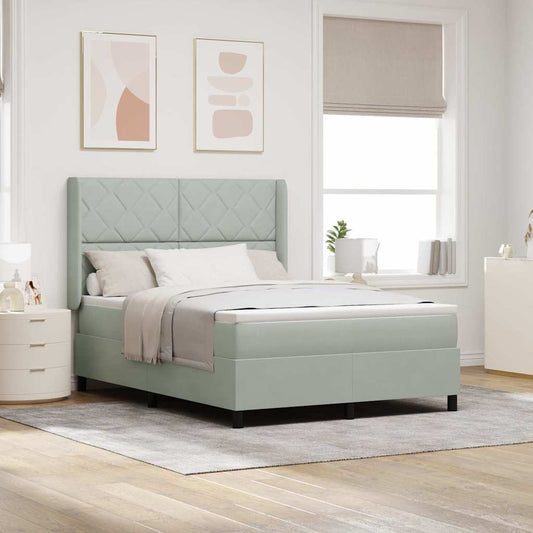 Letto a molle con testiera Grigio chiaro 140 x 190 cm Velluto | homemem39