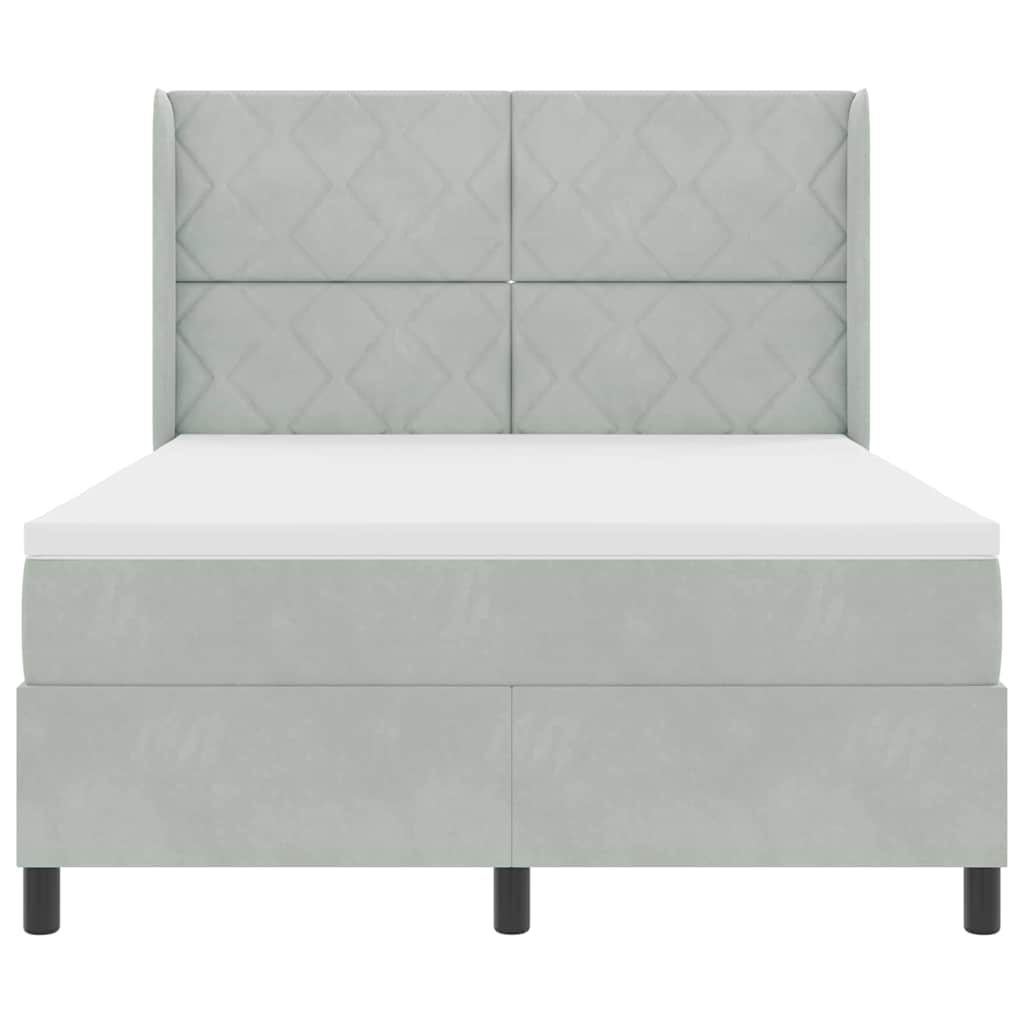 Letto a molle con materasso Grigio chiaro 140 x 190 cm Velluto