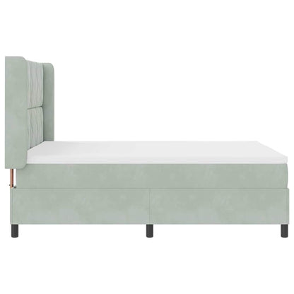 Letto a molle con materasso Grigio chiaro 140 x 190 cm Velluto