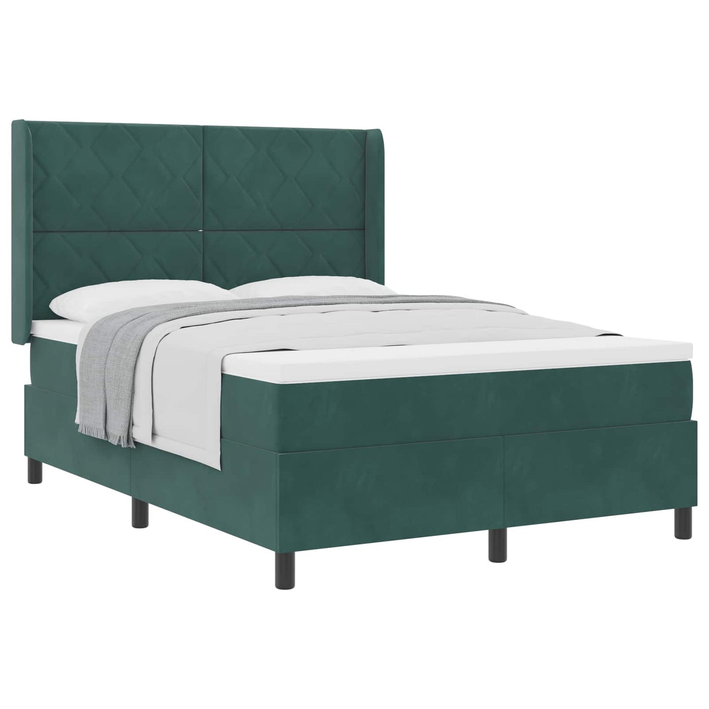 Letto a molle con testiera Verde Scuro 140 x 190 cm Velluto | homemem39