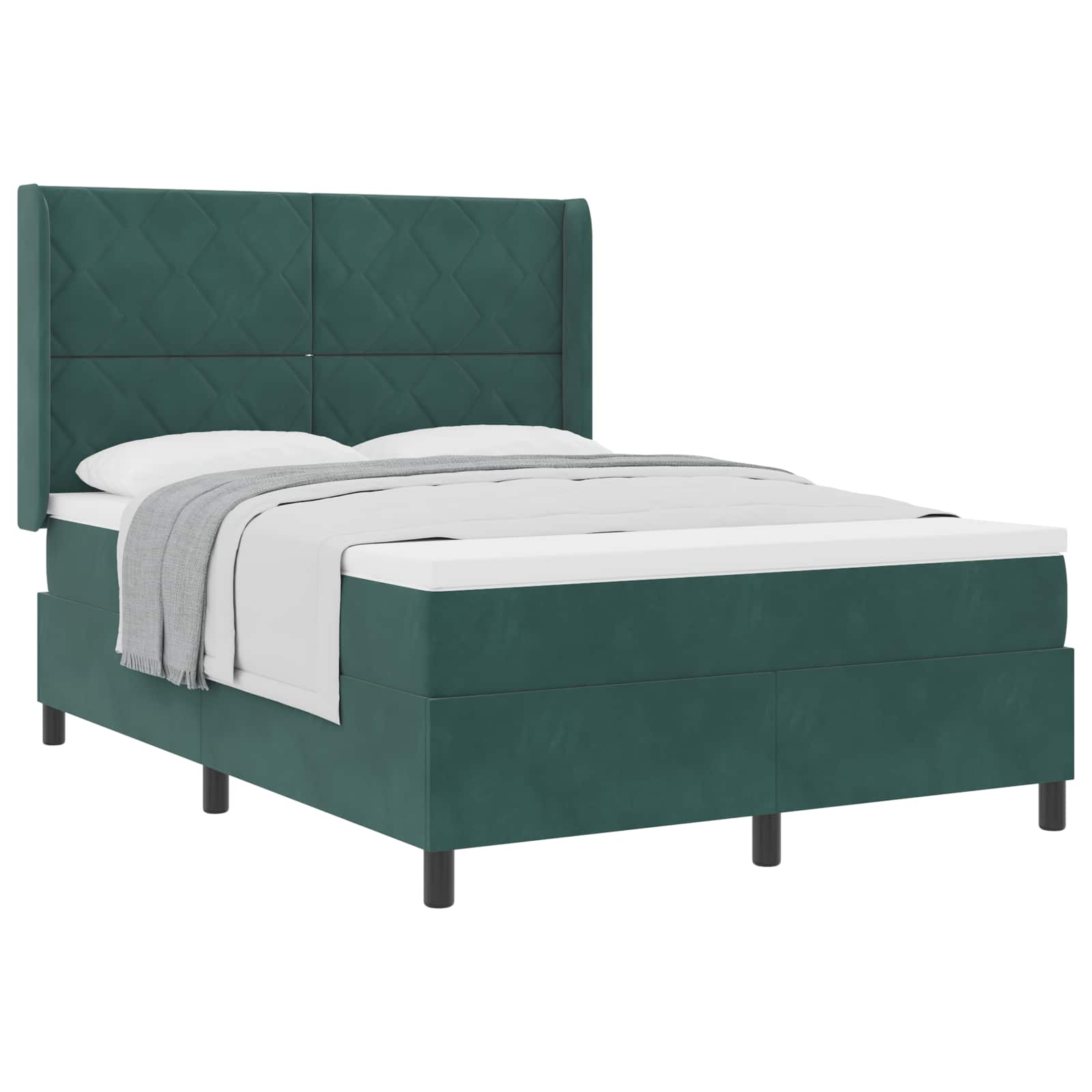 Letto a molle con testiera Verde Scuro 140 x 190 cm Velluto | homemem39