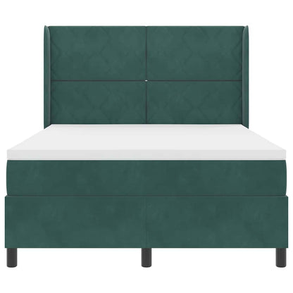 Letto a molle con testiera Verde Scuro 140 x 190 cm Velluto | homemem39