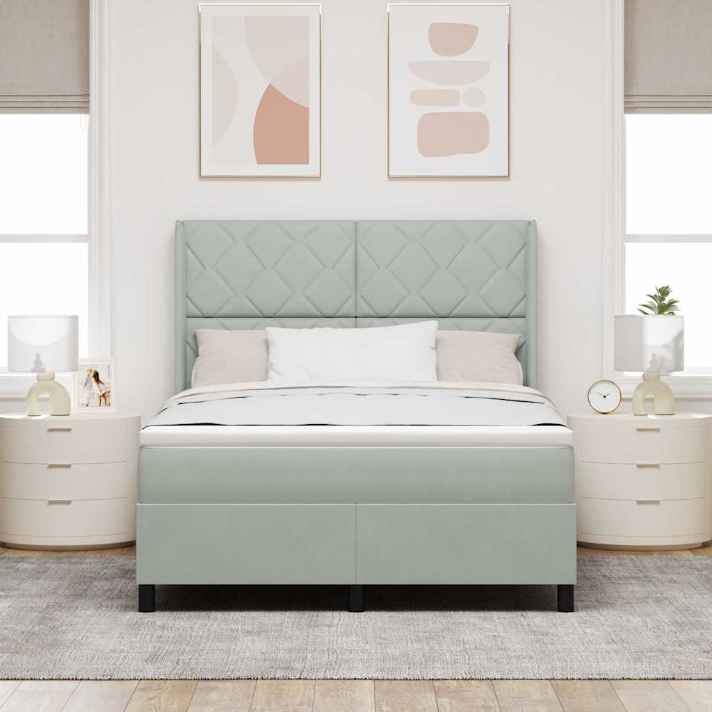 Letto a molle con testiera Grigio chiaro 140 x 200 cm Velluto | homemem39