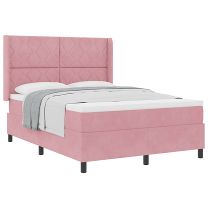 Letto a molle con testiera Rosa 140 x 200 cm Velluto