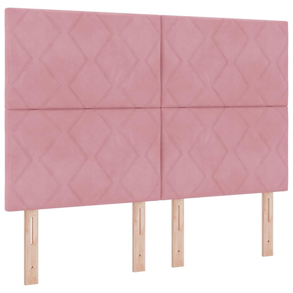 Letto a molle con testiera Rosa 140 x 200 cm Velluto | homemem39