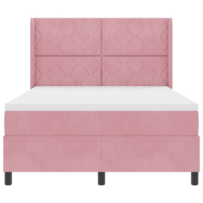 Letto a molle con testiera Rosa 140 x 200 cm Velluto | homemem39