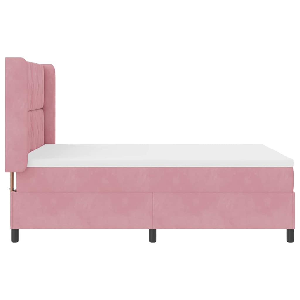 Letto a molle con testiera Rosa 140 x 200 cm Velluto | homemem39