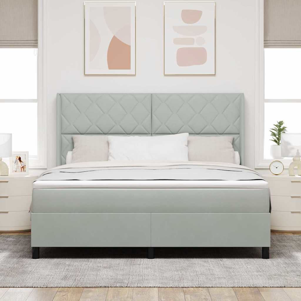 Letto a molle con testiera Grigio chiaro 180 x 200 cm Velluto | homemem39