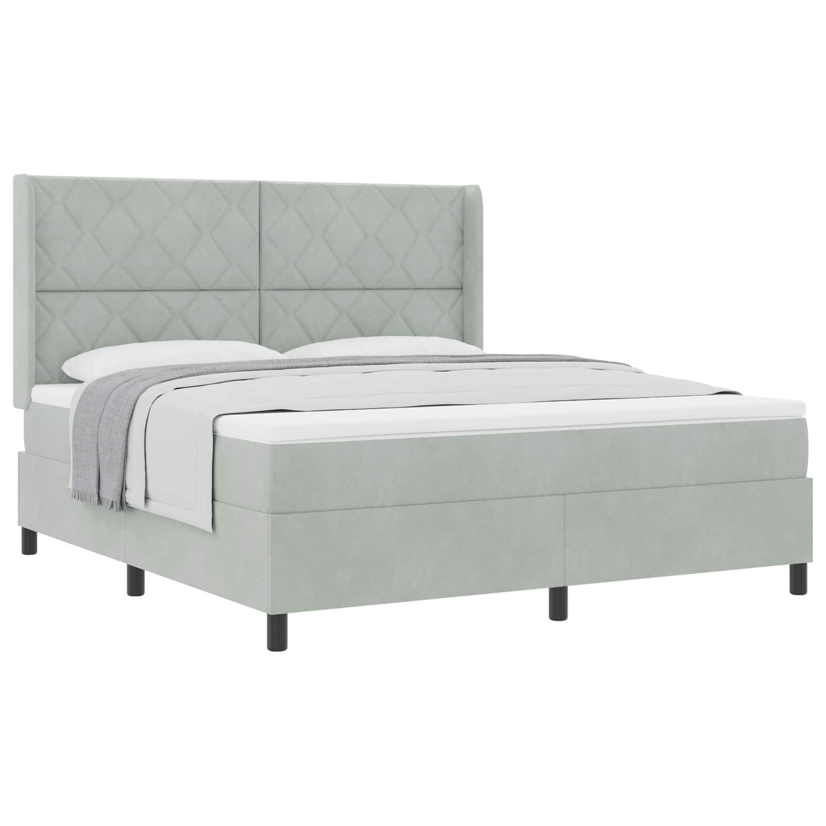 Letto a molle con testiera Grigio chiaro 180 x 200 cm Velluto | homemem39