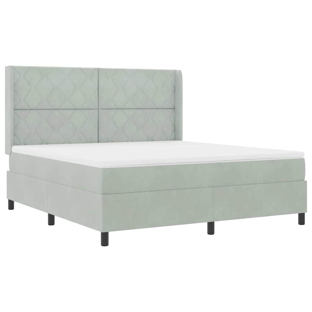 Letto a molle con testiera Grigio chiaro 180 x 200 cm Velluto | homemem39