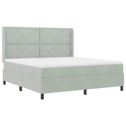 Letto a molle con testiera Grigio chiaro 180 x 200 cm Velluto | homemem39