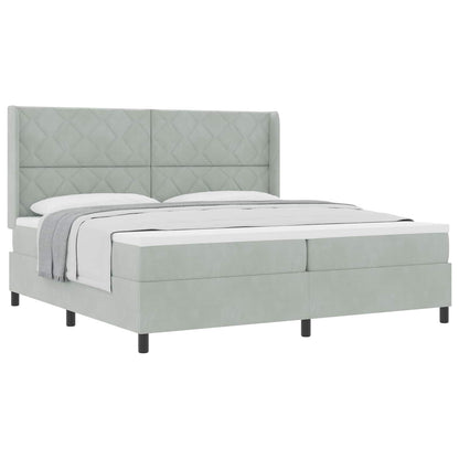 Letto a molle con materasso Grigio chiaro 200 x 200 cm Velluto