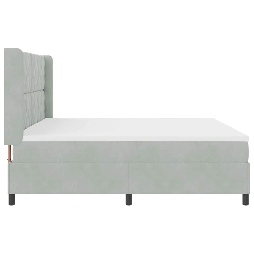Letto a molle con materasso Grigio chiaro 200 x 200 cm Velluto