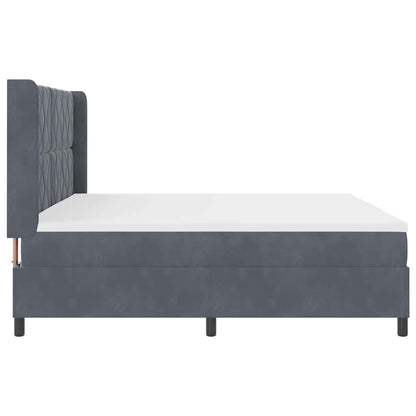 Letto a molle con materasso Grigio scuro 200 x 200 cm Velluto