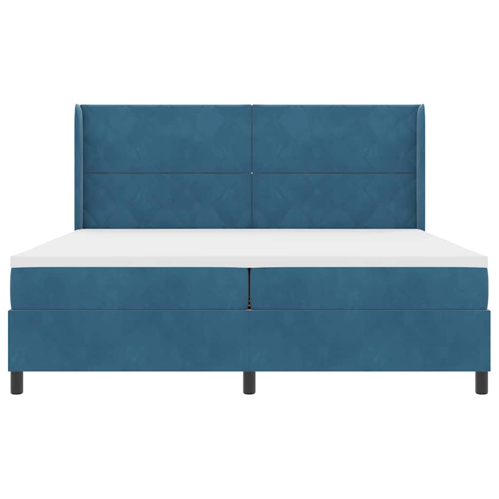 Letto a molle con testiera Blu 200 x 200 cm Velluto | homemem39