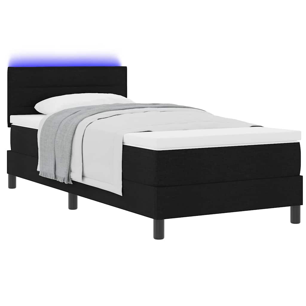 Letto a molle con materasso con led Nero 80 x 200 cm Tessuto | homemem39