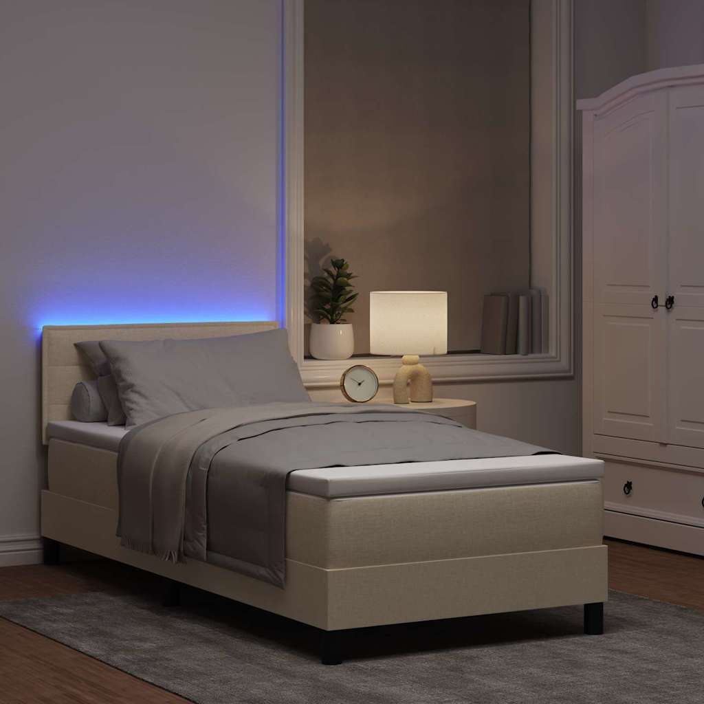 Letto a molle con materasso con led Crema 80 x 200 cm Tessuto | homemem39