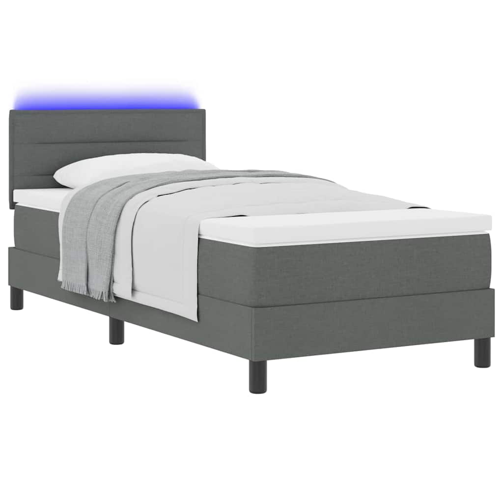 Letto a molle con materasso Grigio scuro 90 x 190 cm Tessuto | homemem39
