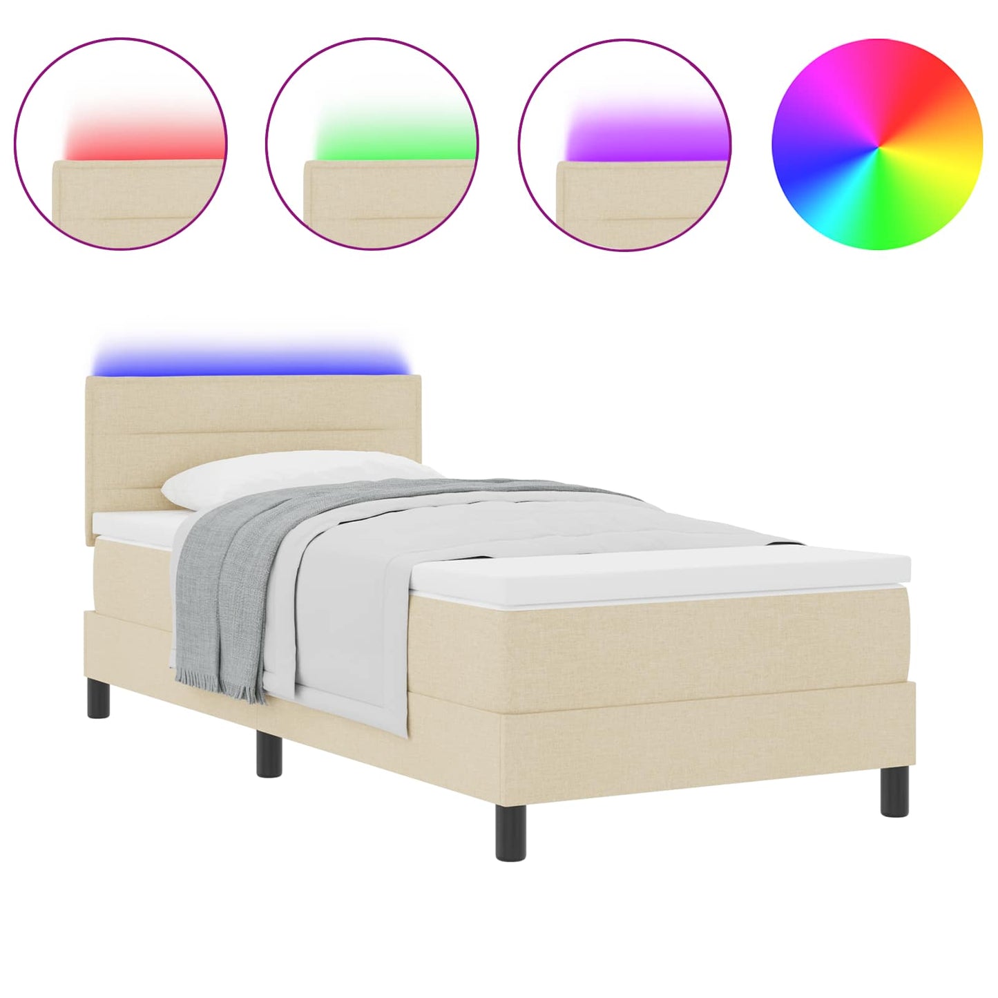 Letto a molle con materasso Crema 100 x 200 cm Tessuto