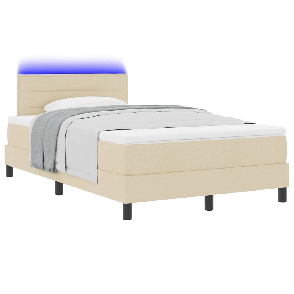Letto a molle con materasso con led Crema 120 x 190 cm Tessuto | homemem39