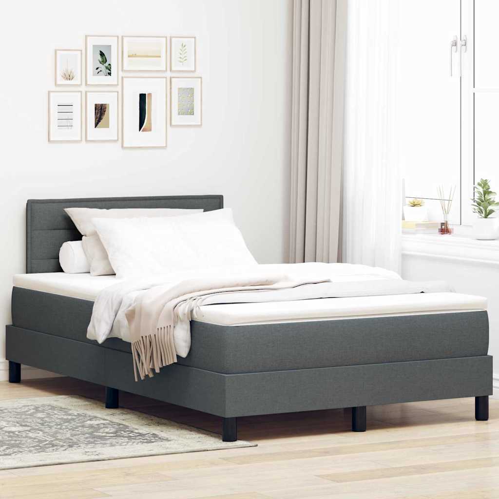 Letto a molle con materasso Grigio scuro 120 x 200 cm Tessuto