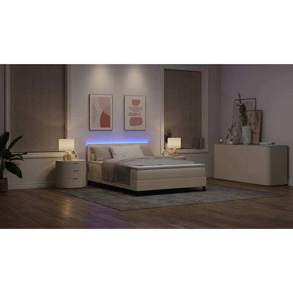Letto a molle con materasso con led Crema 140 x 190 cm Tessuto | homemem39