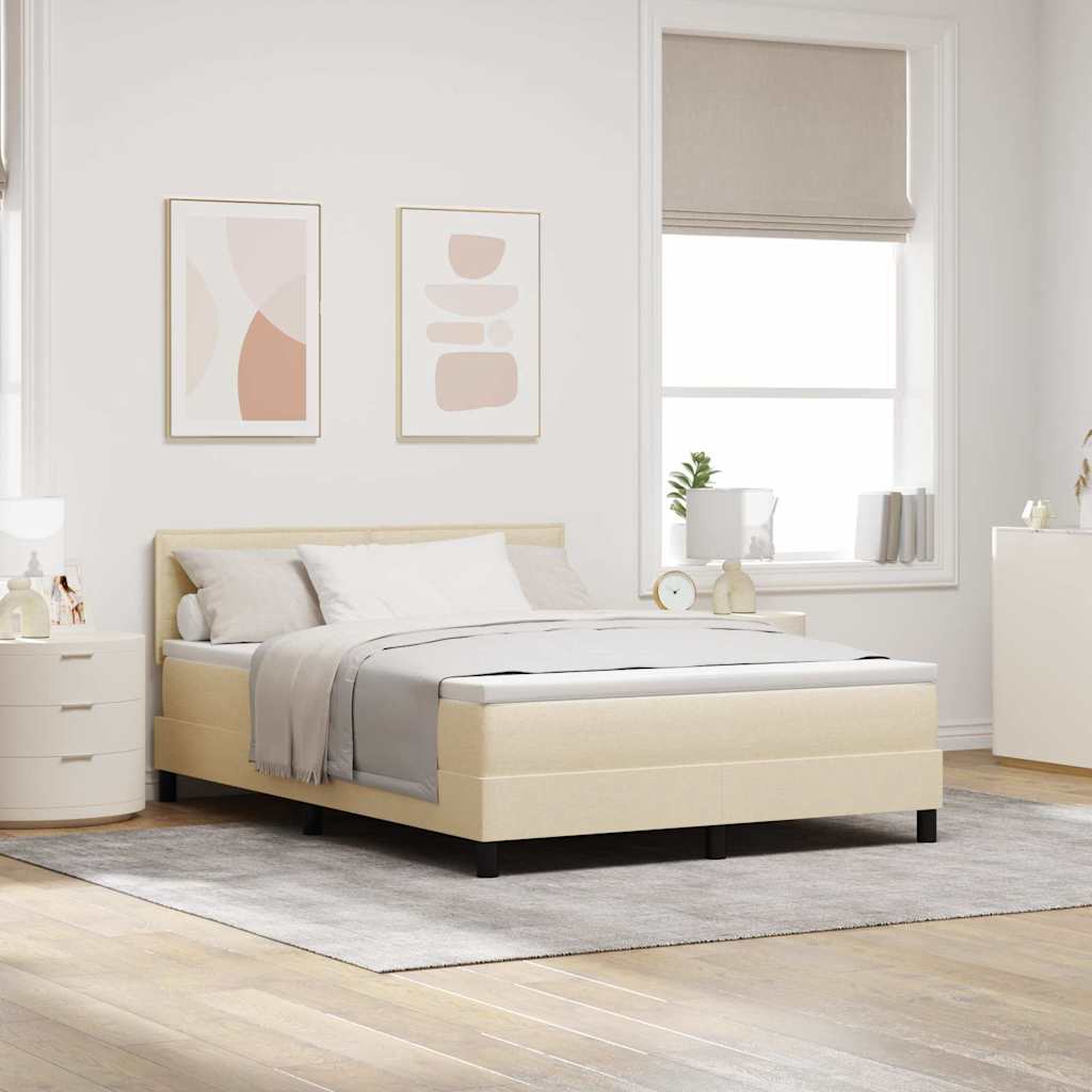 Letto a molle con materasso con led Crema 140 x 190 cm Tessuto | homemem39