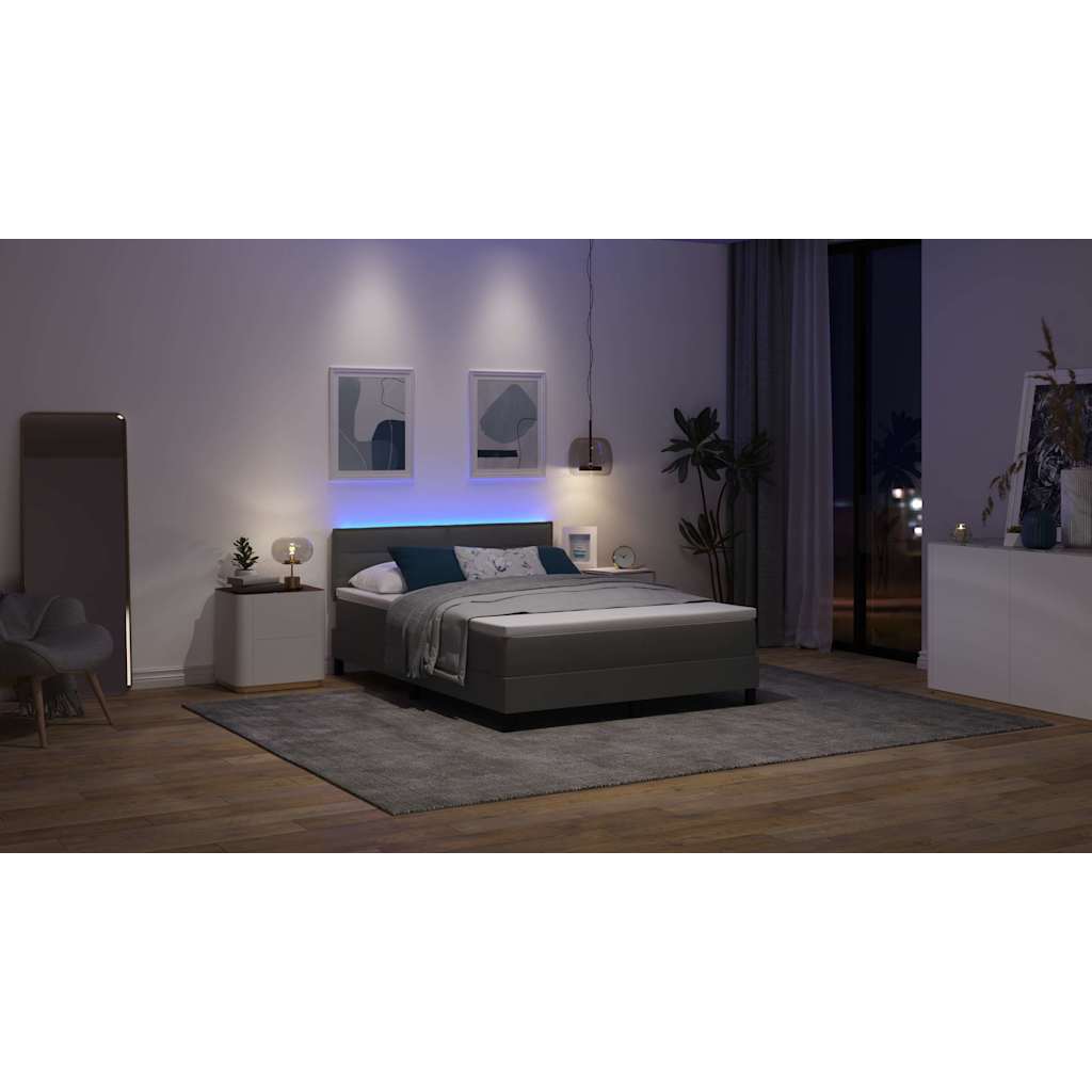 Letto a molle con materasso Grigio scuro 160 x 200 cm Tessuto