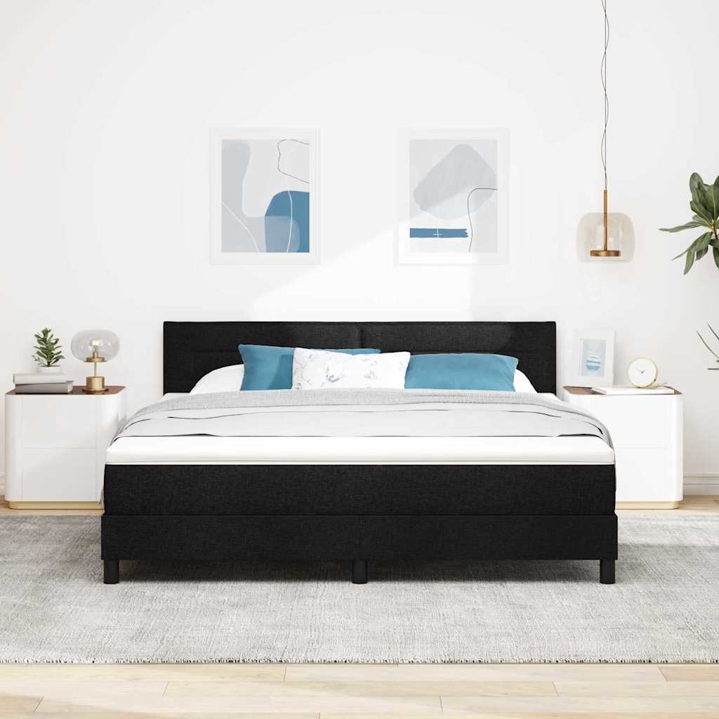 Letto a molle con materasso con led Nero 180 x 200 cm Tessuto | homemem39