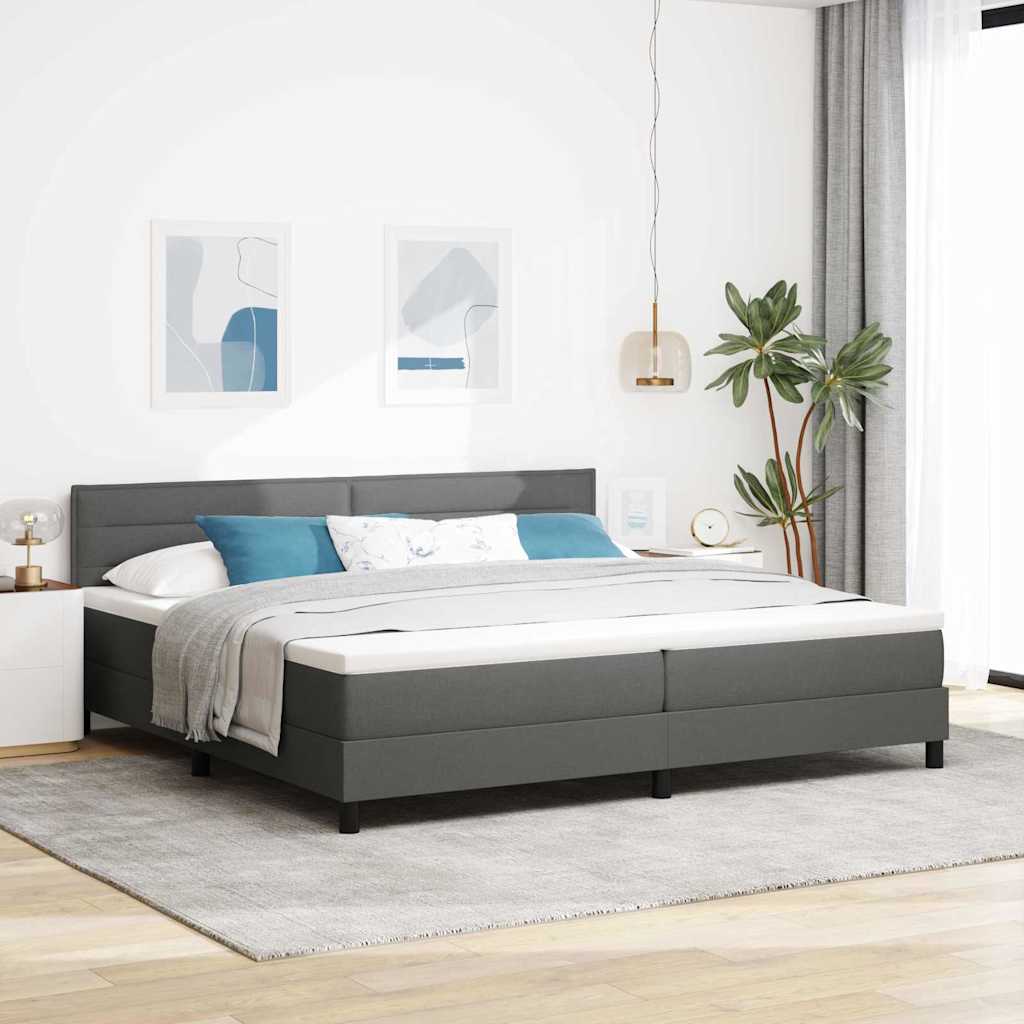 Letto a molle con materasso Grigio scuro 200 x 200 cm Tessuto | homemem39