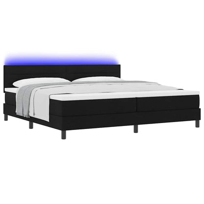 Letto a molle con materasso con led Nero 200 x 200 cm Tessuto | homemem39