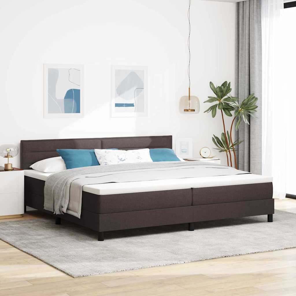 Letto a molle con materasso Marrone Scuro 200 x 200 cm Tessuto | homemem39