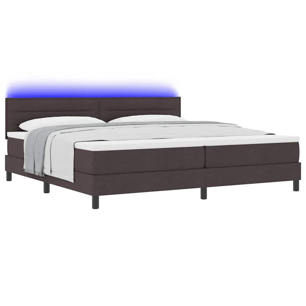 Letto a molle con materasso Marrone Scuro 200 x 200 cm Tessuto | homemem39