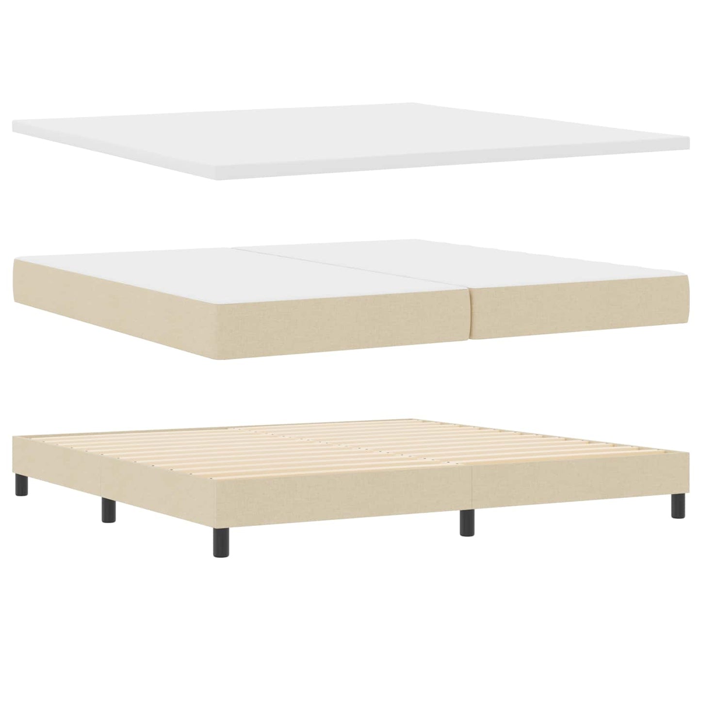 Letto a molle con materasso con led Crema 200 x 200 cm Tessuto | homemem39