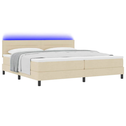 Letto a molle con materasso con led Crema 200 x 200 cm Tessuto | homemem39