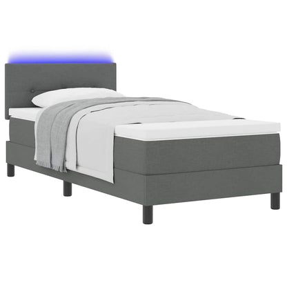 Letto a molle con strisce LED Grigio scuro 80 x 200 cm Tessuto
