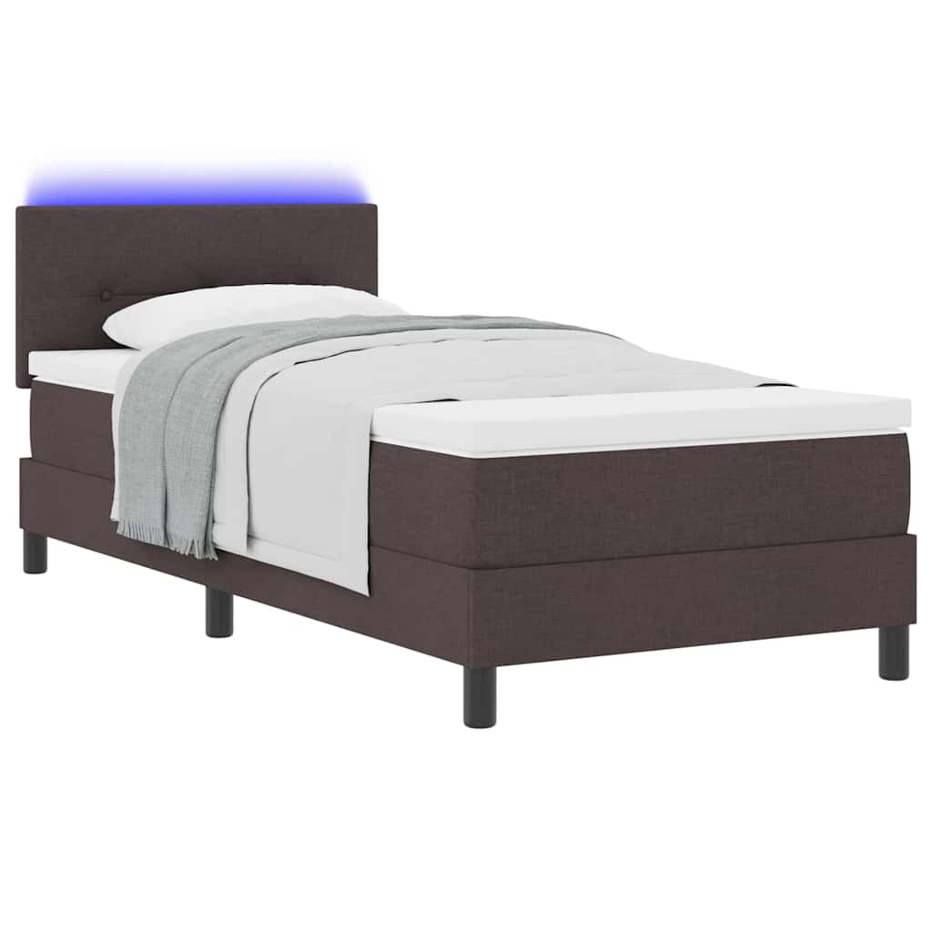 Letto a molle con strisce LED Marrone Scuro 80 x 200 cm Tessuto | homemem39