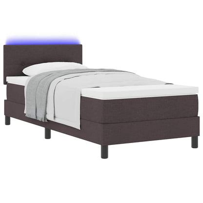 Letto a molle con strisce LED Marrone Scuro 90 x 190 cm Tessuto | homemem39