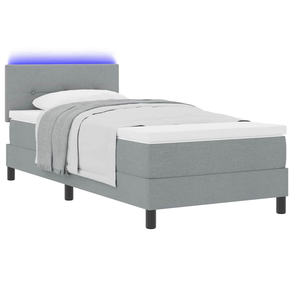 Letto a molle con strisce LED Grigio chiaro 90 x 200 cm Tessuto | homemem39