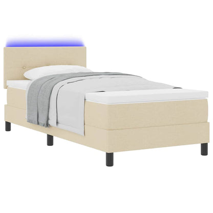 Letto a molle con strisce LED Crema 90 x 200 cm Tessuto | homemem39