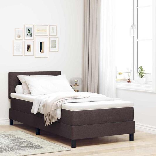 Letto a molle con testiera Marrone Scuro 100 x 200 cm Tessuto | homemem39