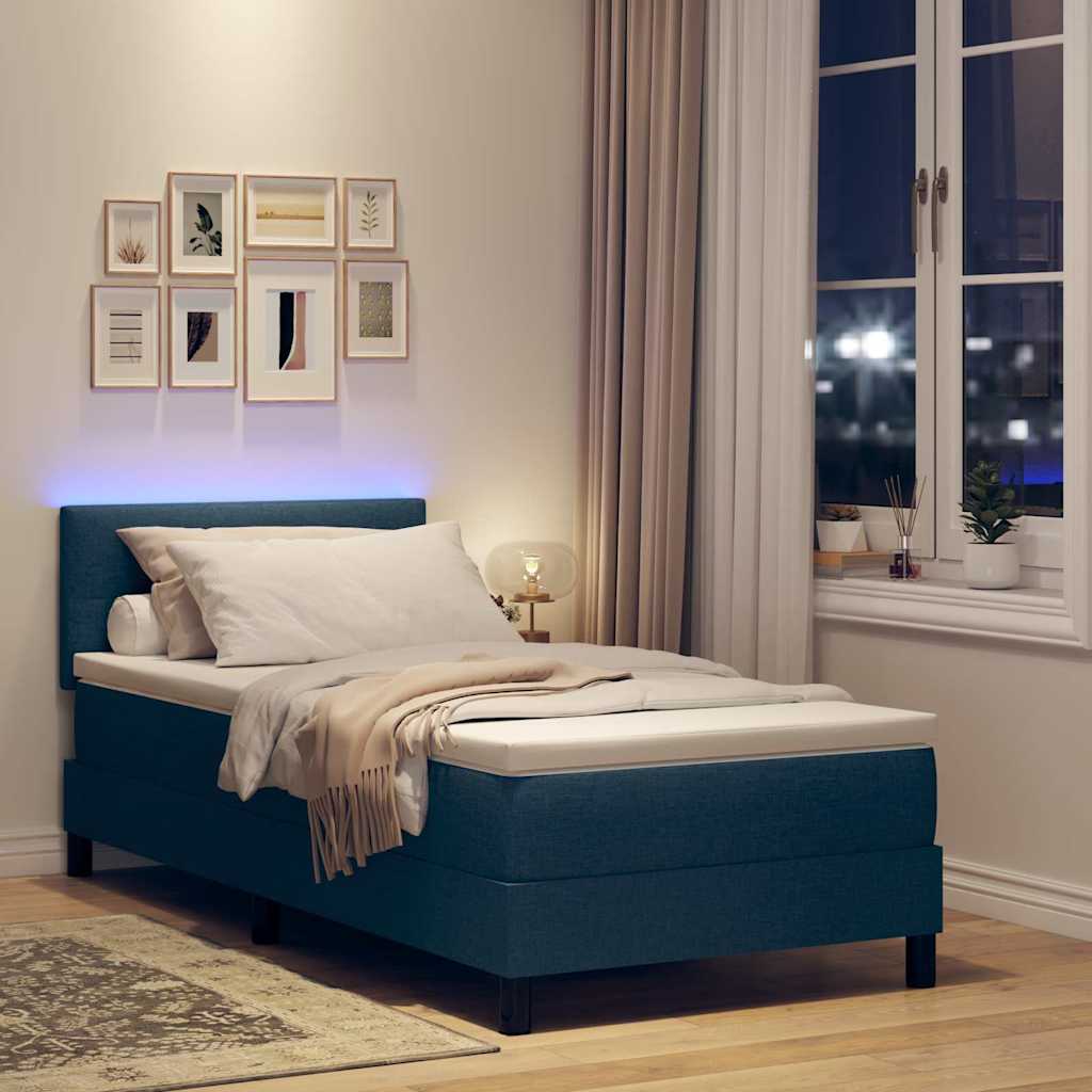 Letto a molle con strisce LED Blu 100 x 200 cm Tessuto | homemem39