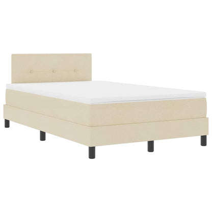 Letto a molle con materasso Crema 120 x 190 cm Tessuto