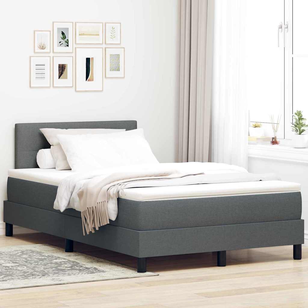 Letto a molle con materasso Grigio scuro 120 x 200 cm Tessuto