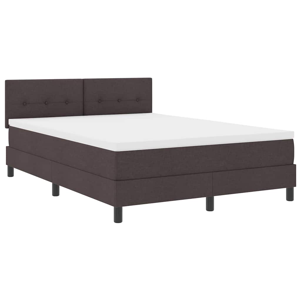 Letto a molle con testiera Marrone Scuro 140 x 200 cm Tessuto | homemem39