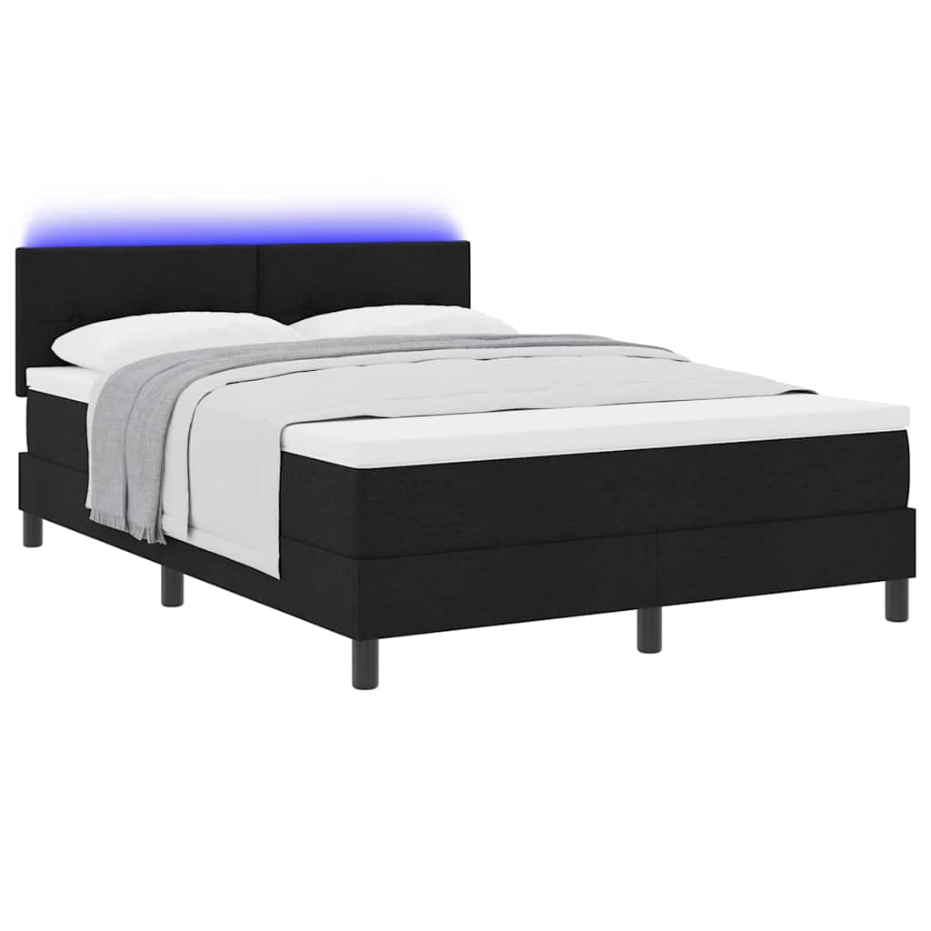 Letto a molle con strisce LED Nero 160 x 200 cm Tessuto | homemem39