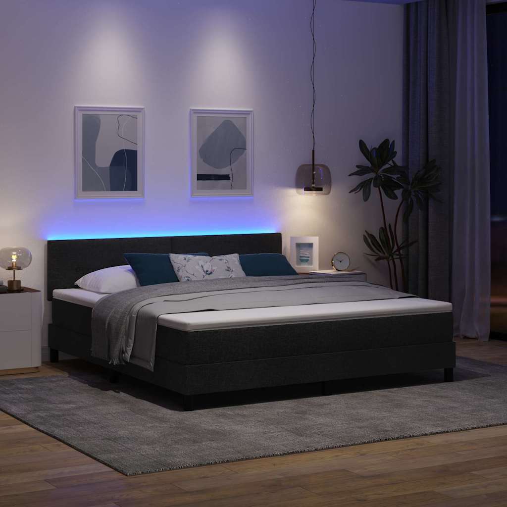 Letto a molle con strisce LED Nero 180 x 200 cm Tessuto | homemem39