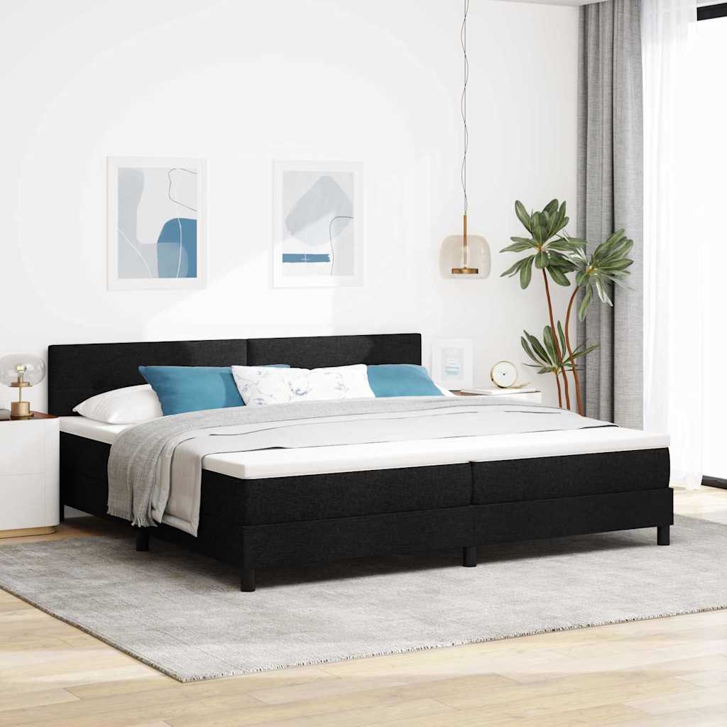 Letto a molle con strisce LED Nero 200 x 200 cm Tessuto | homemem39