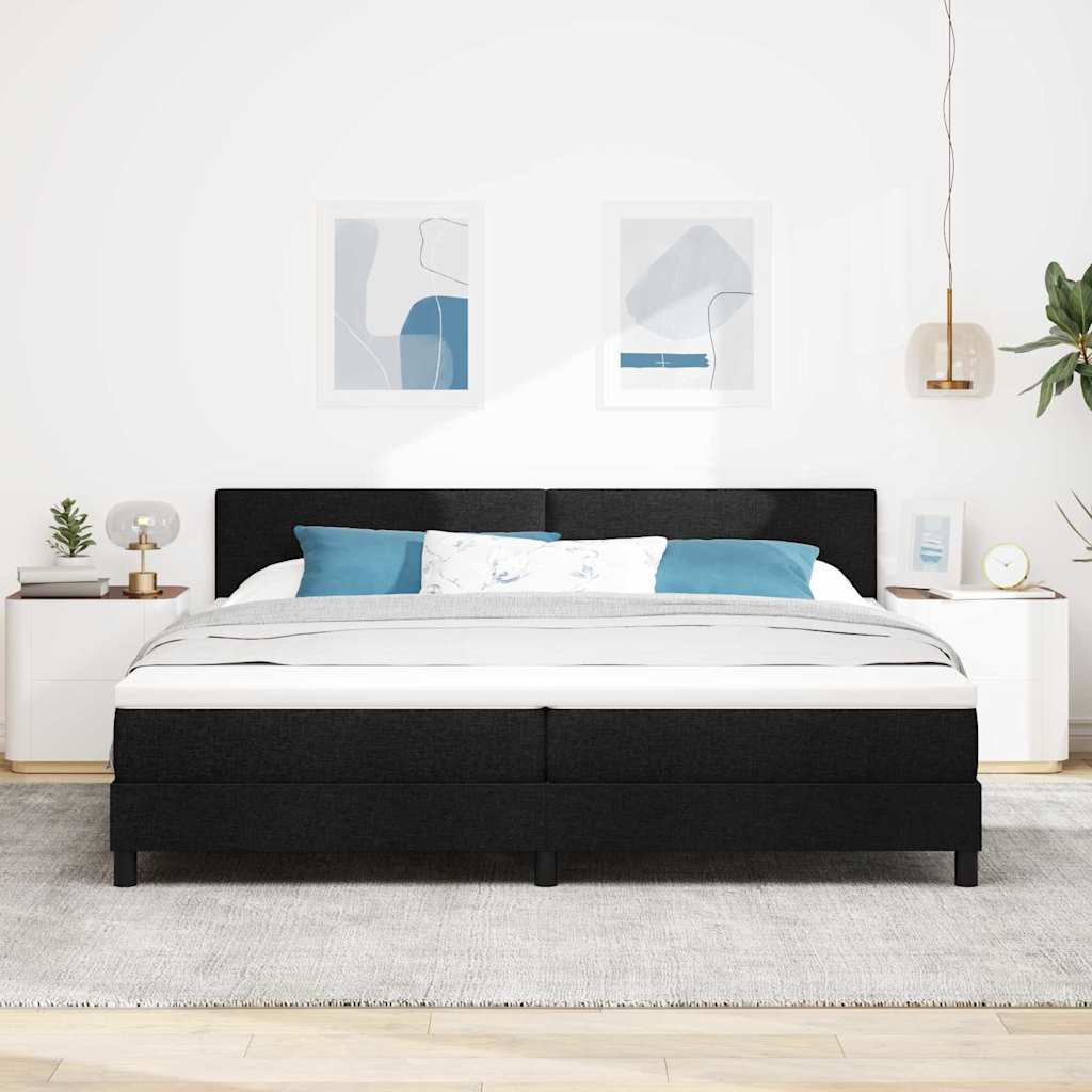 Letto a molle con strisce LED Nero 200 x 200 cm Tessuto | homemem39